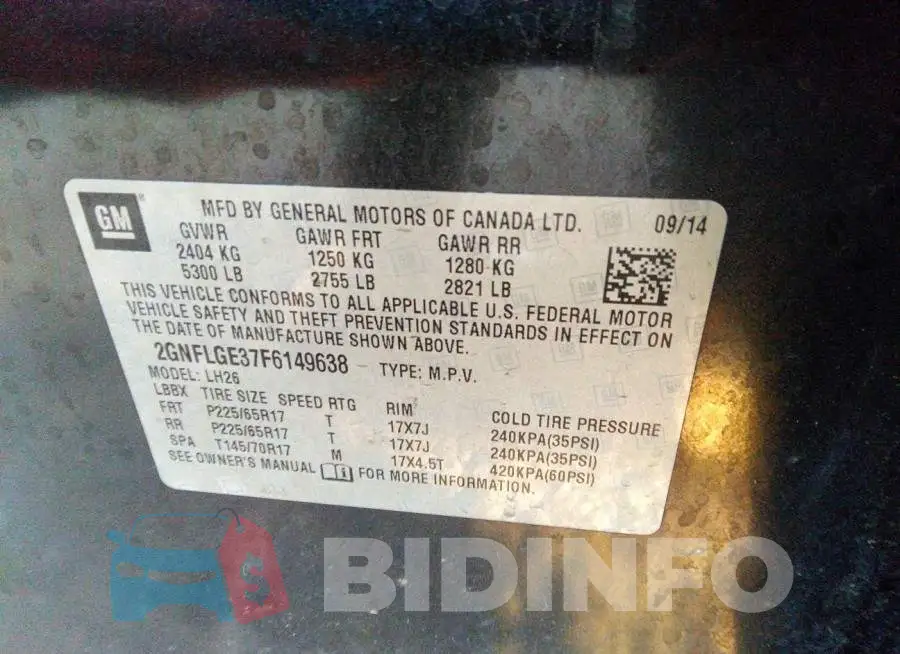 2GNFLGE37F6149638 Photo# 9