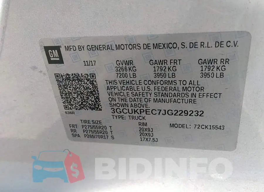 3GCUKPEC7JG229232 Photo# 9
