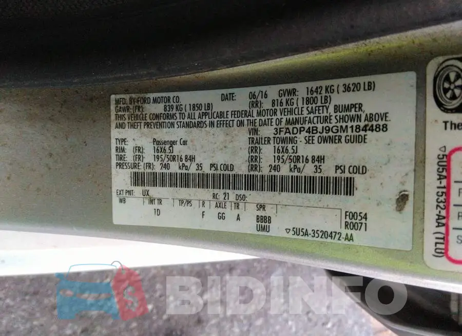 3FADP4BJ9GM184488 Photo# 9