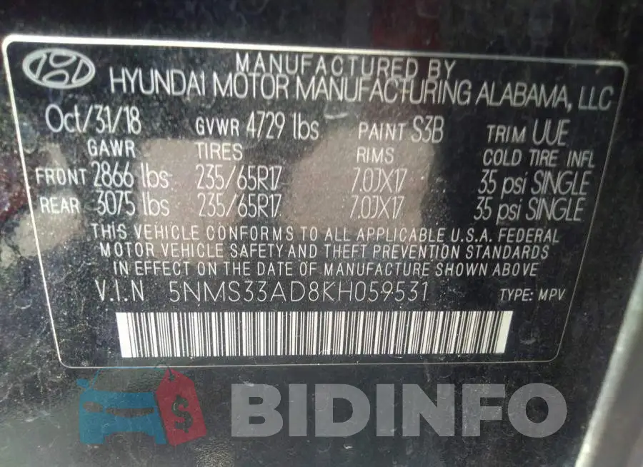 5NMS33AD8KH059531 Photo# 9