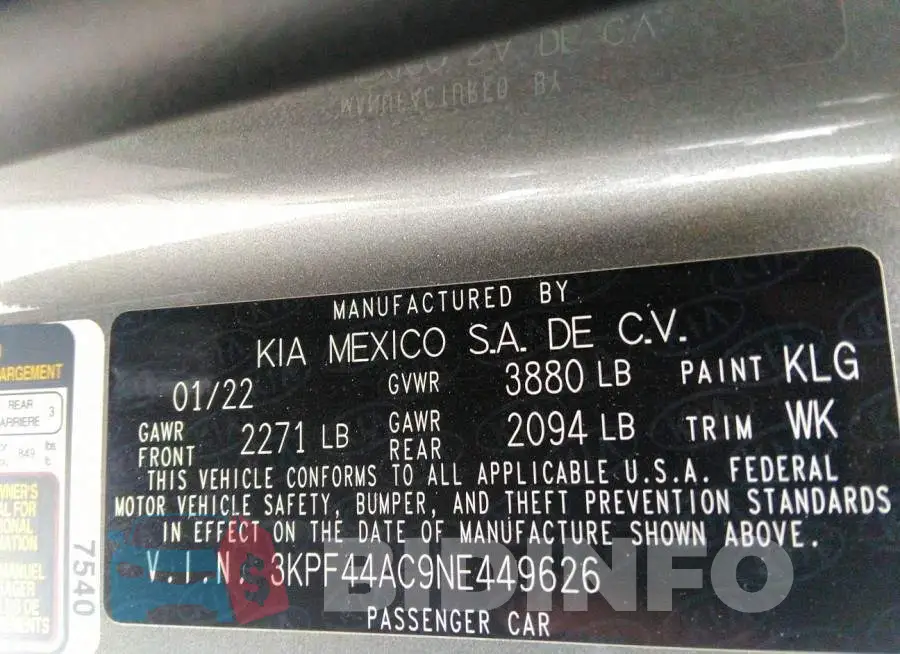 3KPF44AC9NE449626 Photo# 9