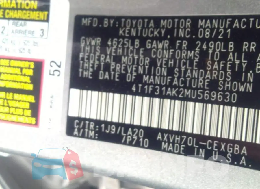 4T1F31AK2MU569630 Photo# 9