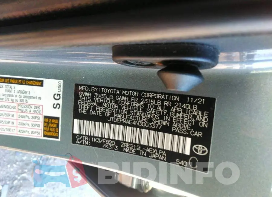 JTDEPMAE4N3003377 Photo# 9