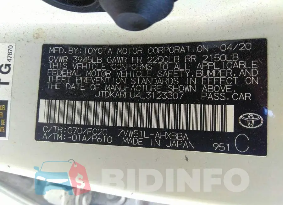 JTDKARFU4L3123307 Photo# 9