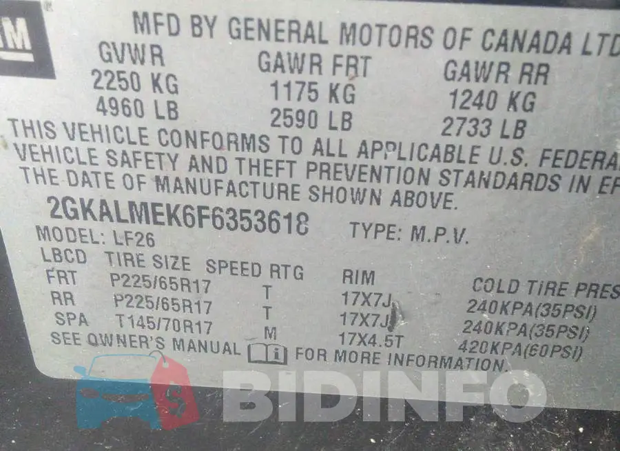 2GKALMEK6F6353618 Photo# 9