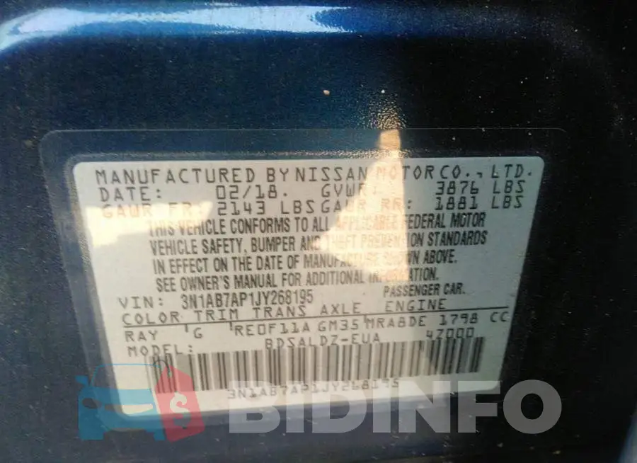 3N1AB7AP1JY268195 Photo# 9