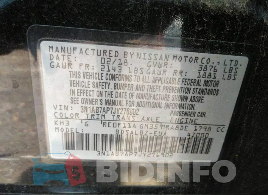 3N1AB7AP7JY276902 Photo# 9