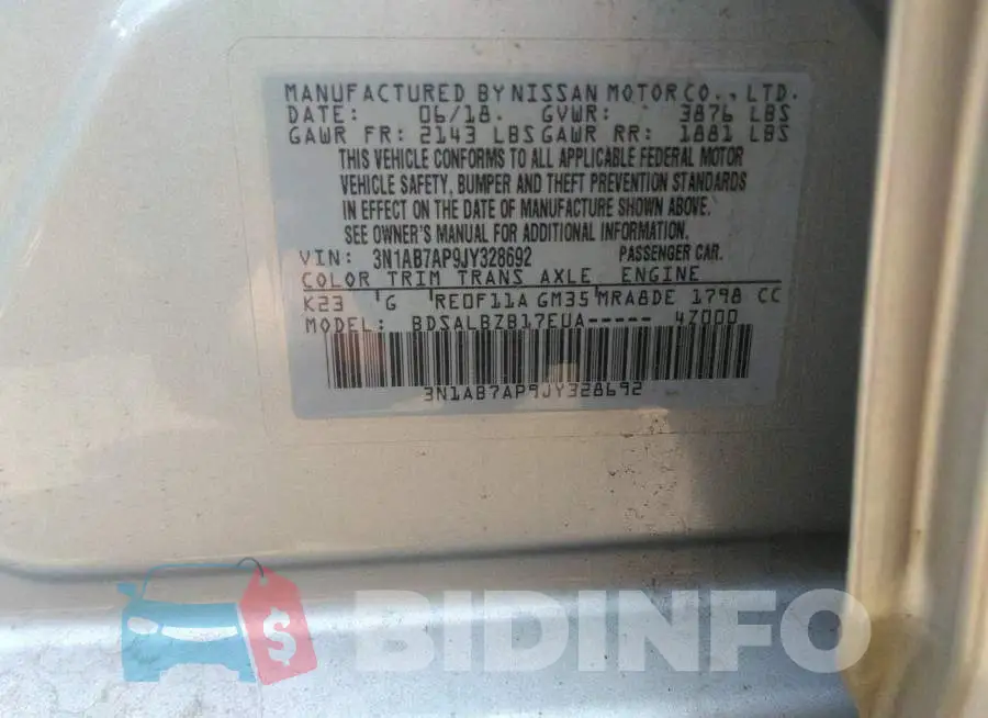 3N1AB7AP9JY328692 Photo# 9