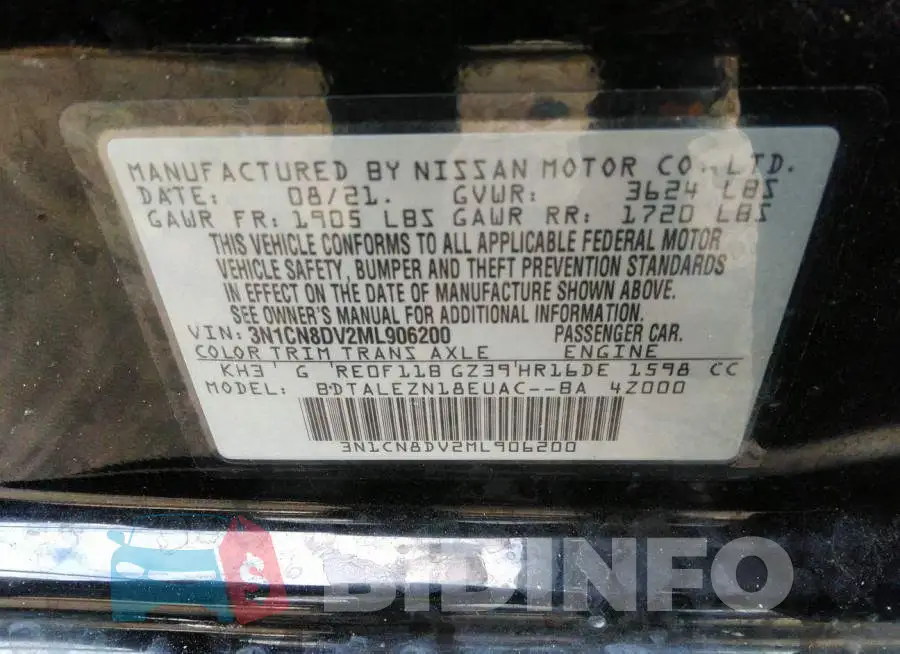 3N1CN8DV2ML906200 Photo# 9
