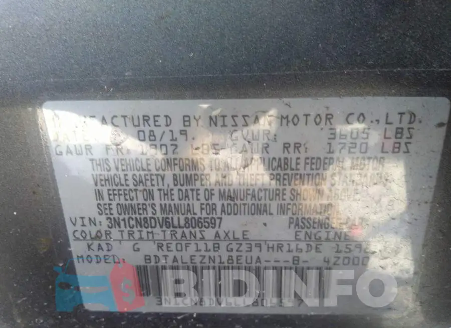 3N1CN8DV6LL806597 Photo# 9