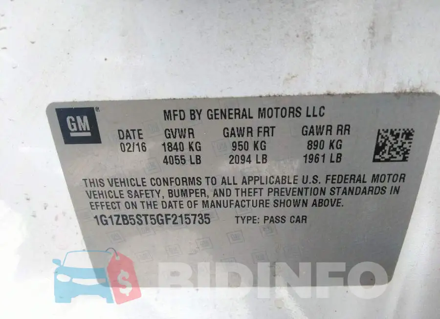 1G1ZB5ST5GF215735 Photo# 9