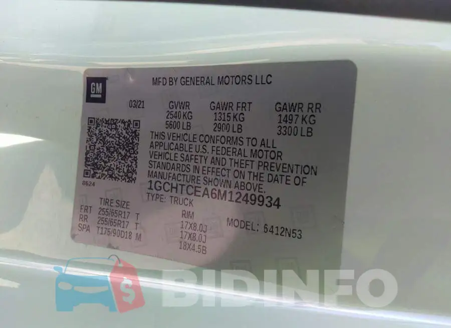 1GCHTCEA6M1249934 Photo# 9