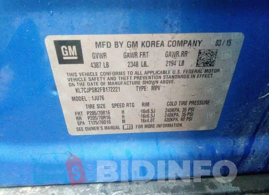 KL7CJPSB2FB172221 Photo# 9