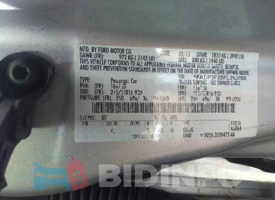 1FADP3F25FL263055 Photo# 9