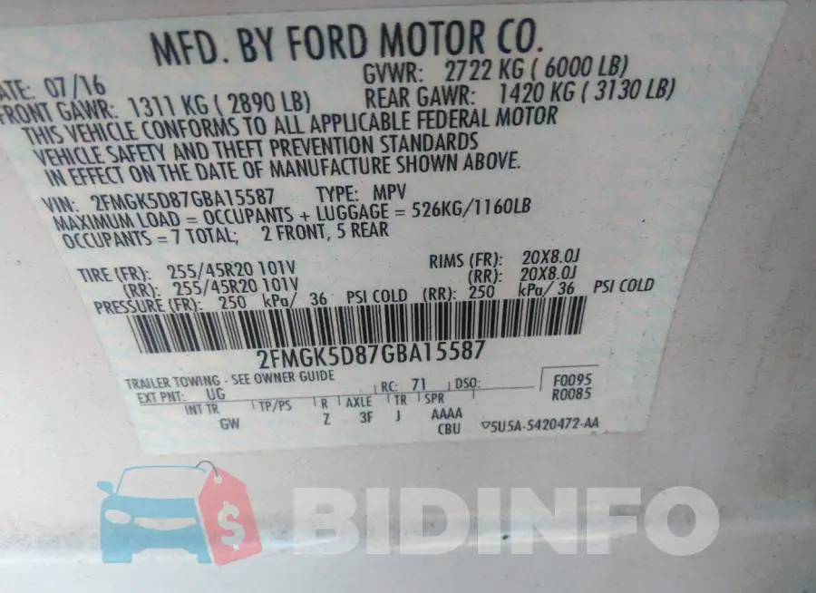 2FMGK5D87GBA15587 Photo# 9