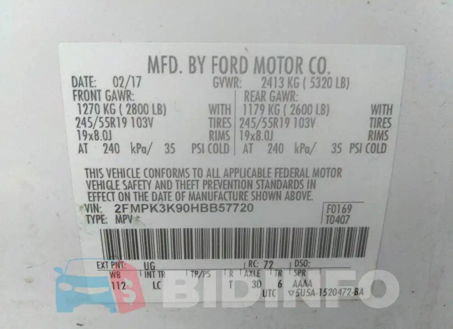 2FMPK3K90HBB57720 Photo# 9