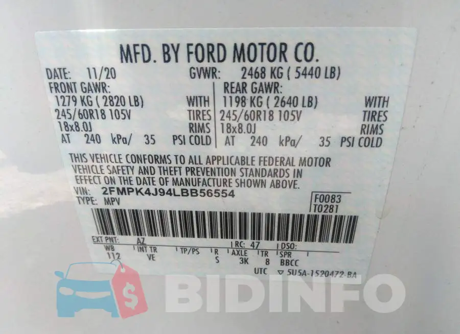 2FMPK4J94LBB56554 Photo# 9