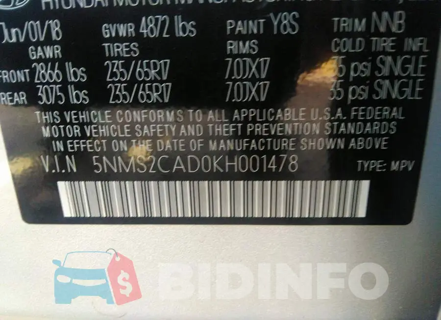 5NMS2CAD0KH001478 Photo# 9