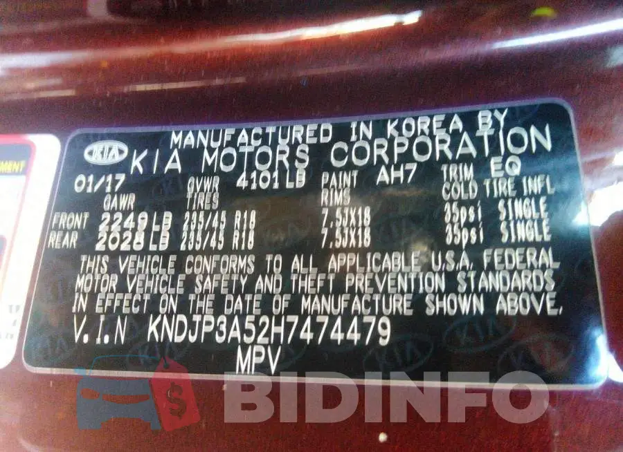 KNDJP3A52H7474479 Photo# 9