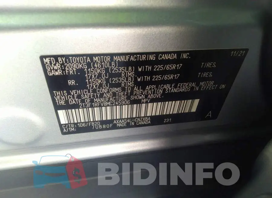 2T3F1RFV8MC245906 Photo# 9