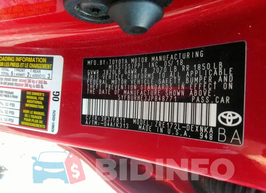 5YFBURHE3JP848771 Photo# 9