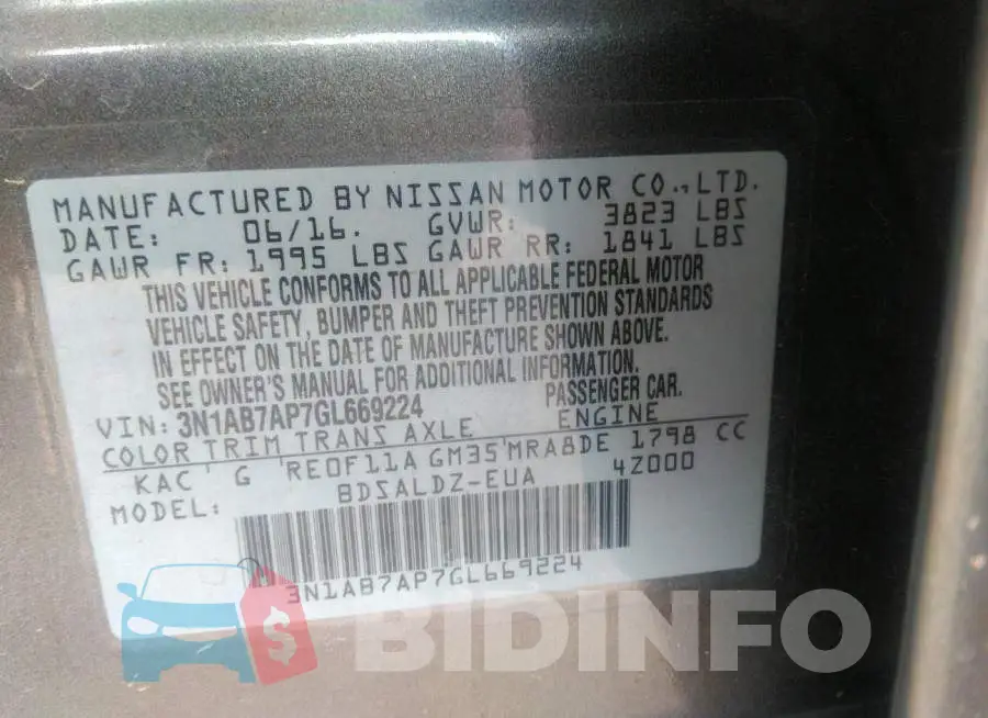 3N1AB7AP7GL669224 Photo# 9