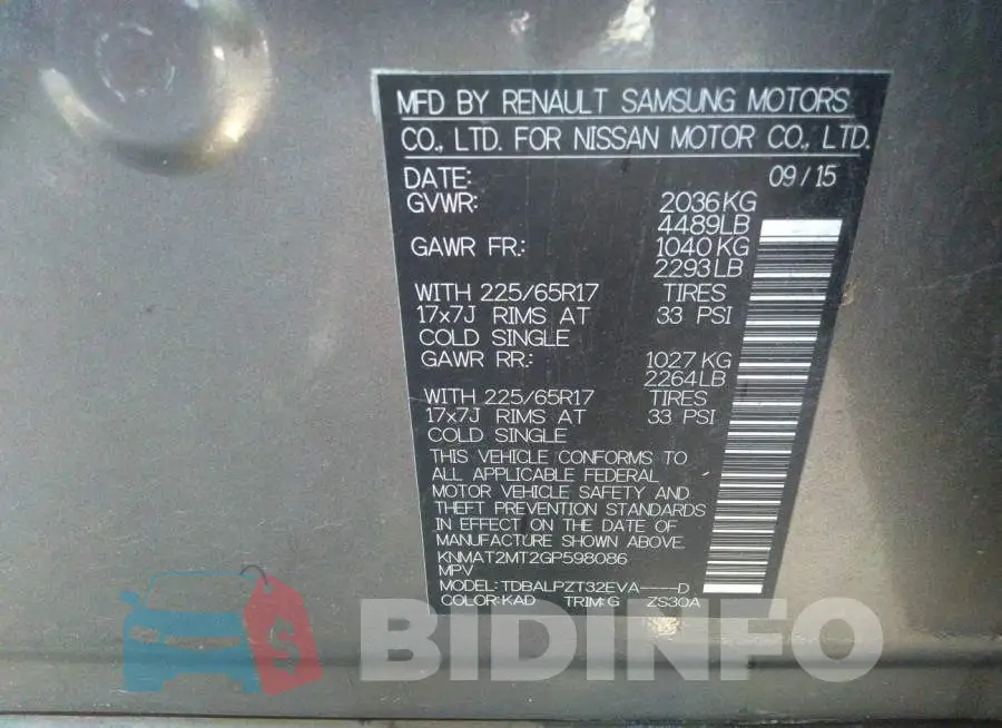 KNMAT2MT2GP598086 Photo# 9