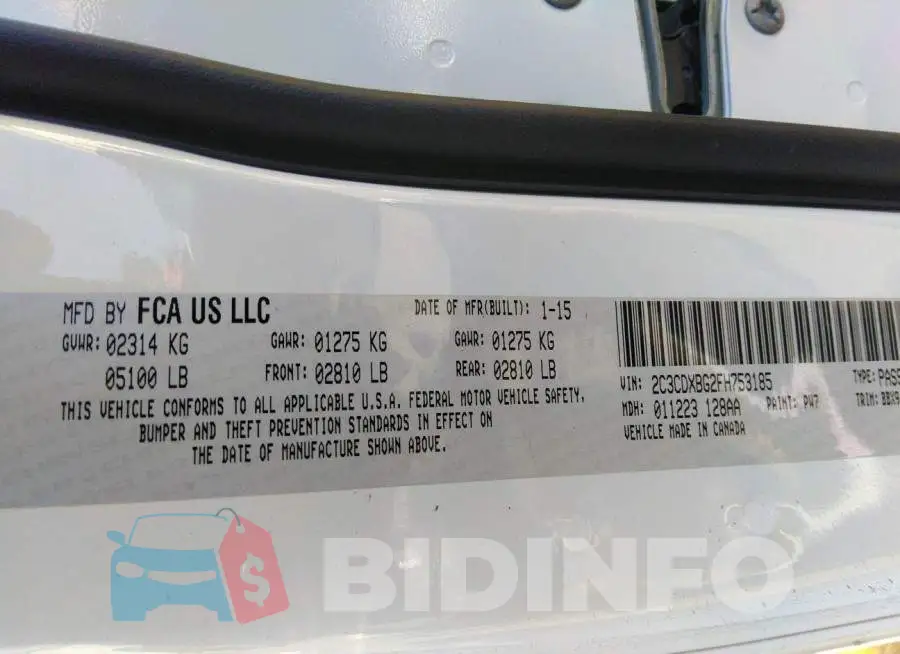 2C3CDXBG2FH753185 Photo# 9