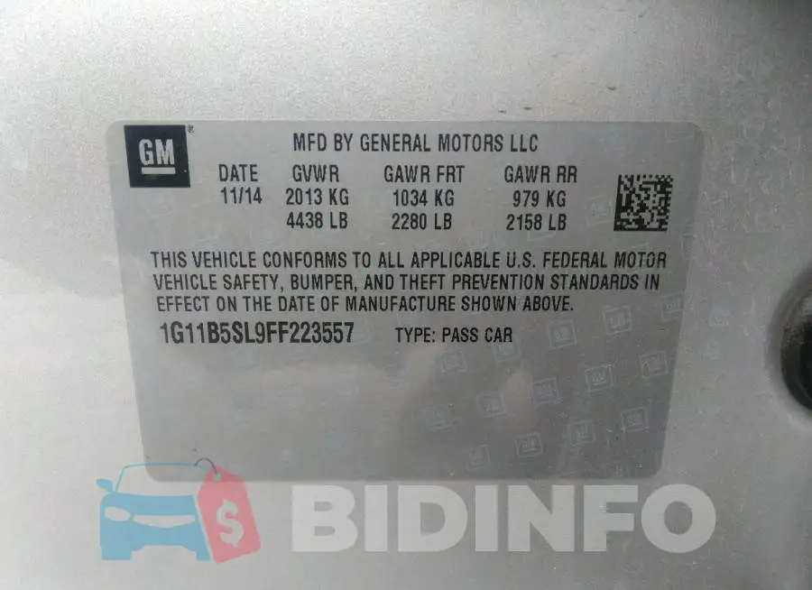 1G11B5SL9FF223557 Photo# 9