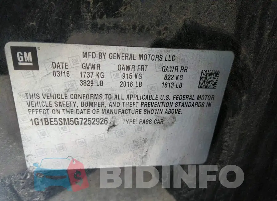 1G1BE5SM5G7252926 Photo# 9