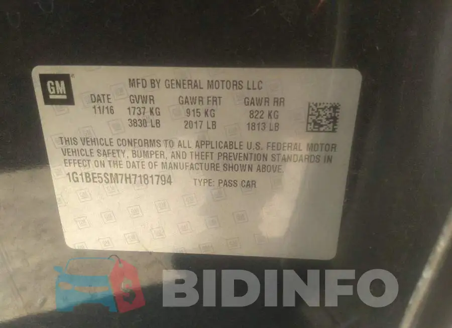 1G1BE5SM7H7181794 Photo# 9