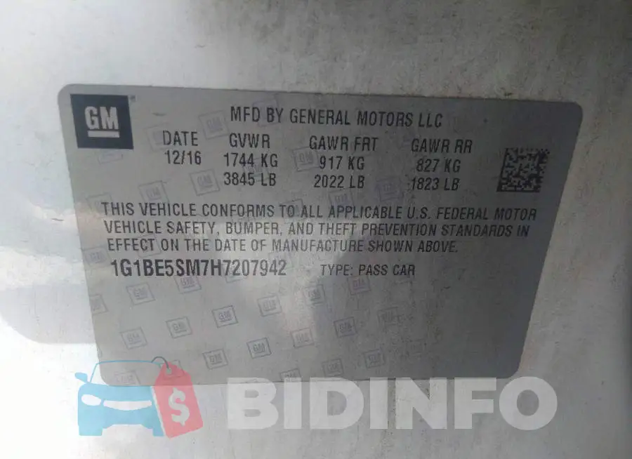 1G1BE5SM7H7207942 Photo# 9