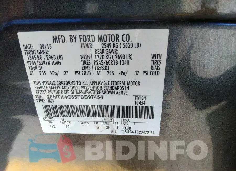 2FMTK4G85FBB97454 Photo# 9