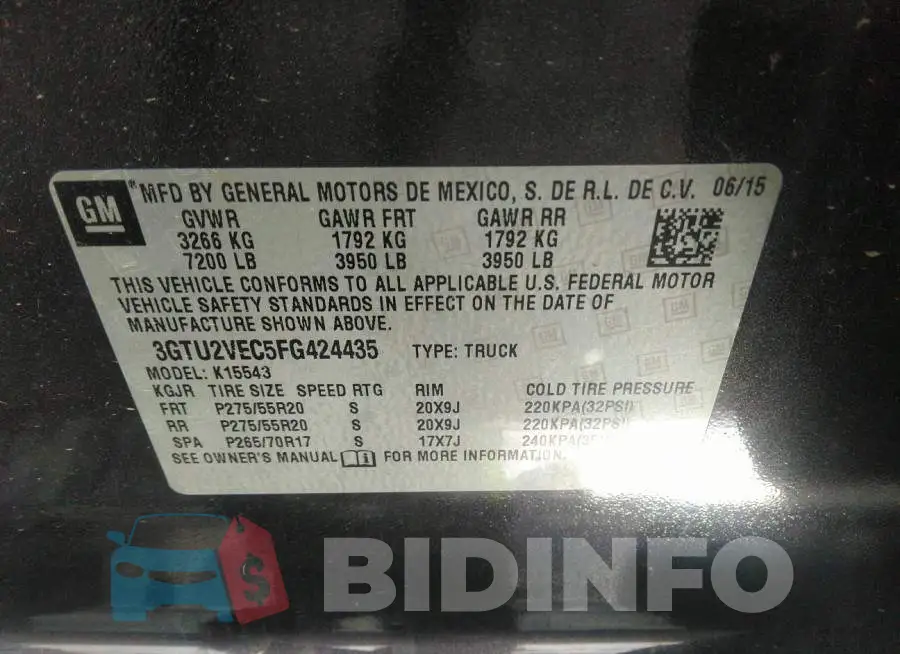 3GTU2VEC5FG424435 Photo# 9