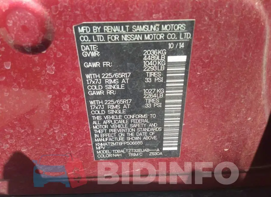 KNMAT2MT6FP506685 Photo# 9