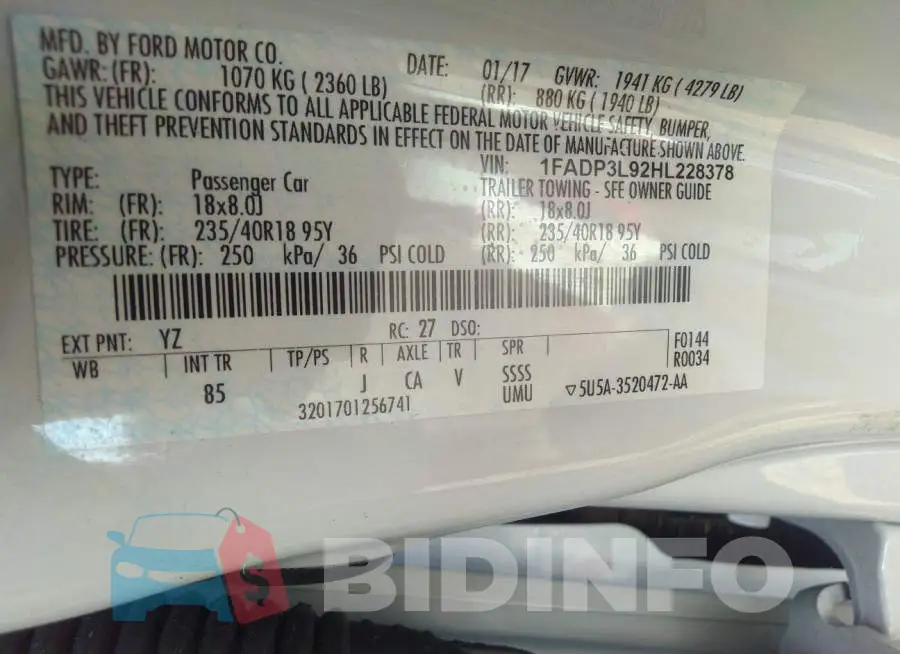 1FADP3L92HL228378 Photo# 9