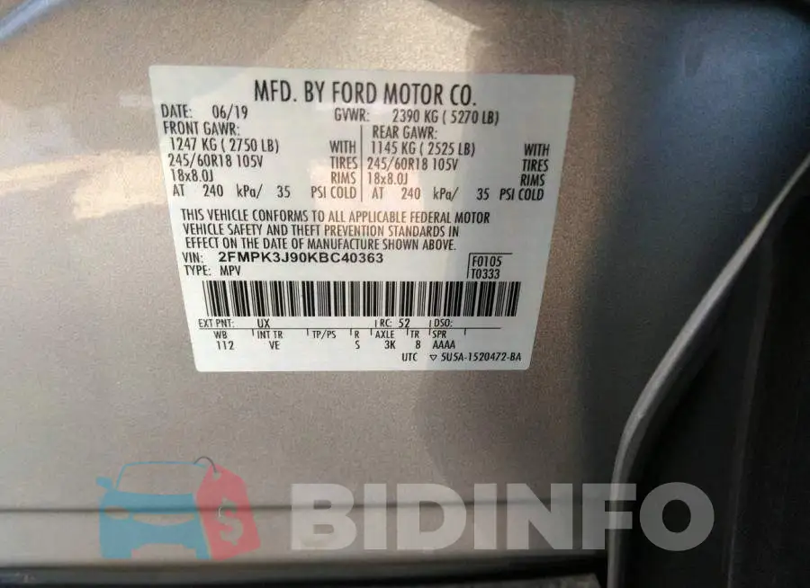 2FMPK3J90KBC40363 Photo# 9