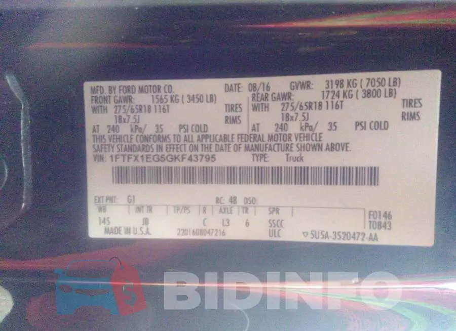 1FTFX1EG5GKF43795 Photo# 9