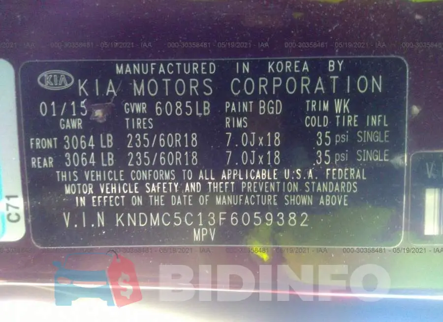 KNDMC5C13F6059382 Photo# 9