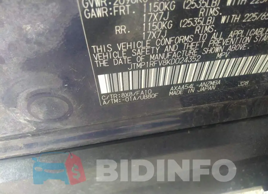 JTMP1RFV8KD024352 Photo# 9