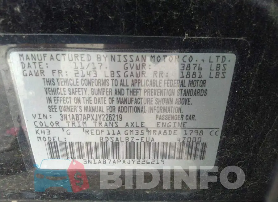 3N1AB7APXJY226219 Photo# 9