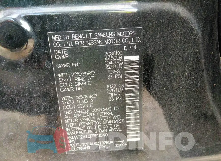 KNMAT2MT5FP511540 Photo# 9