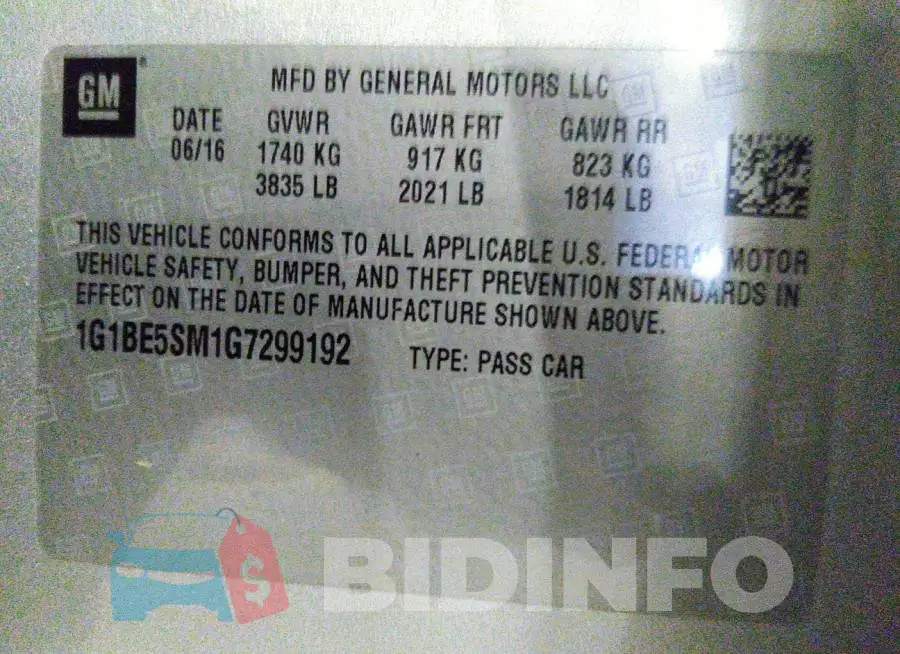 1G1BE5SM1G7299192 Photo# 9