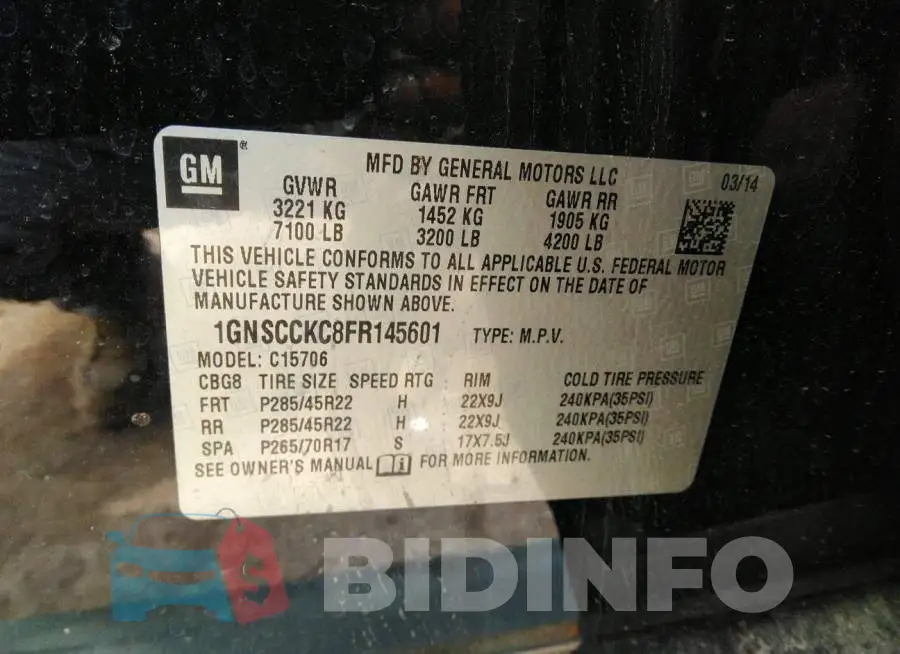 1GNSCCKC8FR145601 Photo# 9