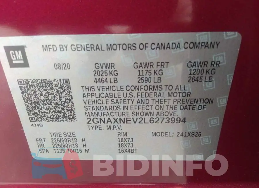 2GNAXNEV2L6273994 Photo# 9