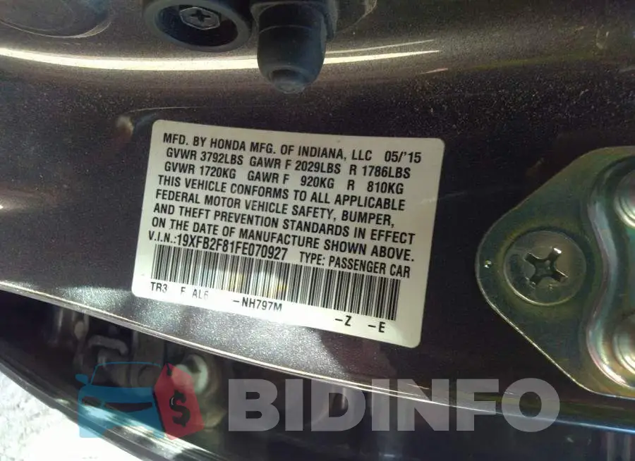 19XFB2F81FE070927 Photo# 9