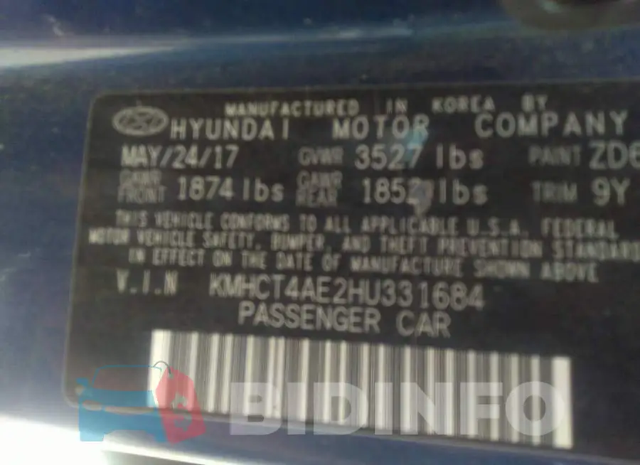 KMHCT4AE2HU331684 Photo# 9