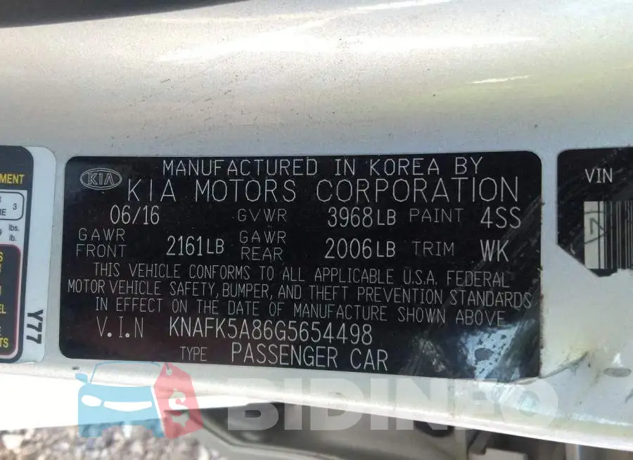 KNAFK5A86G5654498 Photo# 9