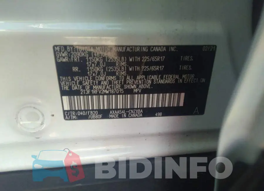 2T3F1RFV2MW187015 Photo# 9