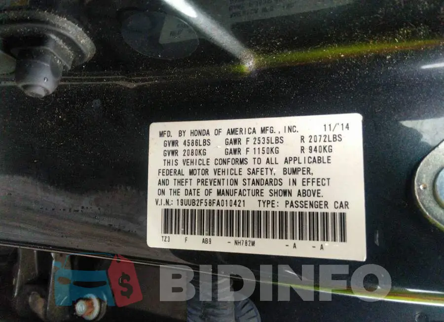 19UUB2F58FA010421 Photo# 9